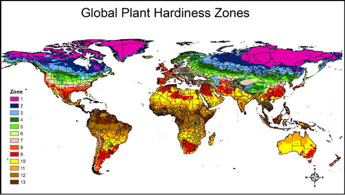 Climate zones for growing Plants